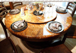 A purple pear wood solid wood marble dining table E138S