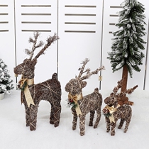 Christmas Elk Mall Hotel Window Decoration Scenery Decoration Supplies Rattan Reindeer Crafts Grass Deer