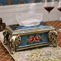 European-style handmade tissue box creative living room high-end household square pumping paper box American retro luxury storage box