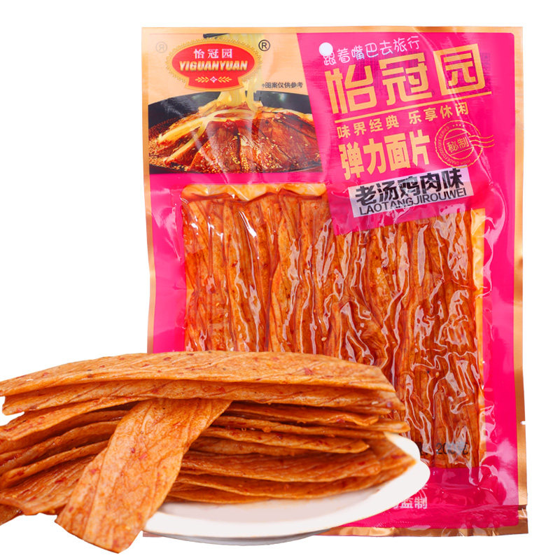 【天猫超市】怡冠园 弹力面片200g/袋 老汤鸡肉味 辣片辣条 香辣