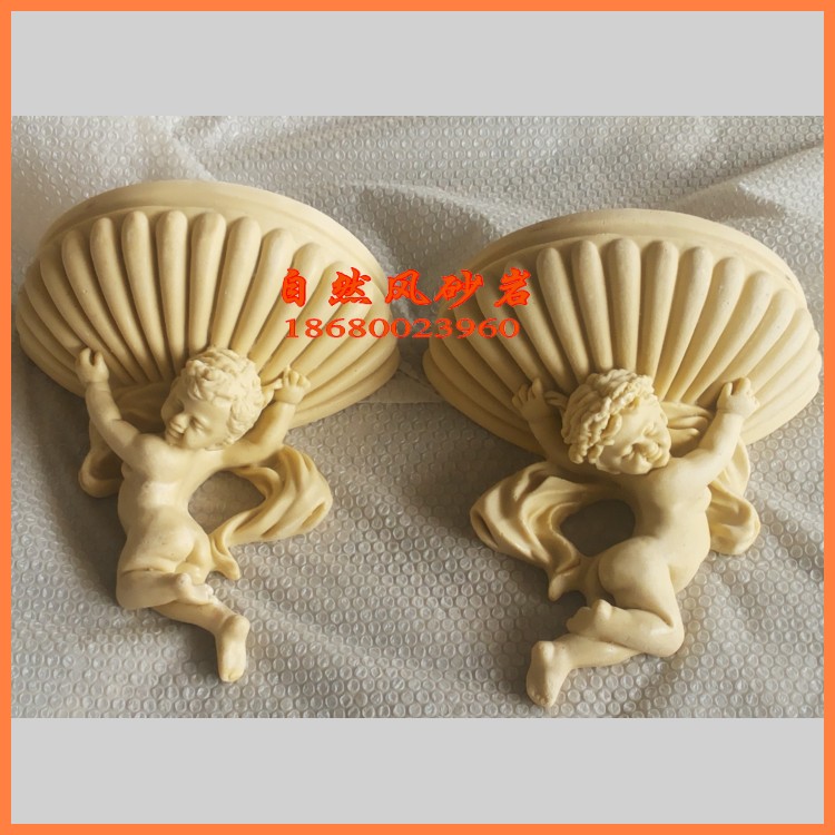 Natural wind Sandstone relief lamp sculpture Glass fiber little angel wall lamp decoration Hotel villa home decoration