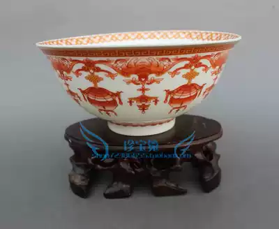 Antique collection Antique porcelain Jingdezhen Porcelain Pastel porcelain Blue and white porcelain Red flower bowl