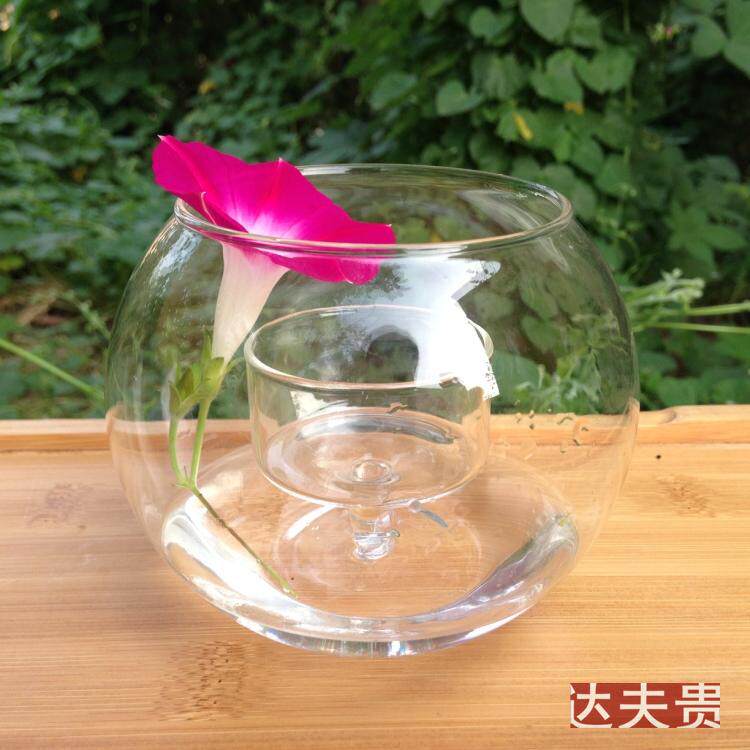 Hand-blown glass candlestick theme restaurant style emotional decoration hotel tea restaurant aromatherapy semi-circular candlestick cup