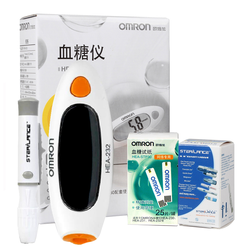 正品包邮 欧姆龙血糖仪HEA-232型电子血糖测试仪 25条试纸+采血针