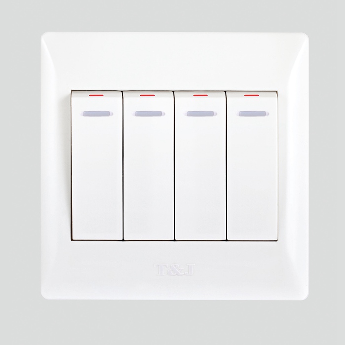 Tianji switch socket panel Yueting series four-open single control switch elegant white HB274