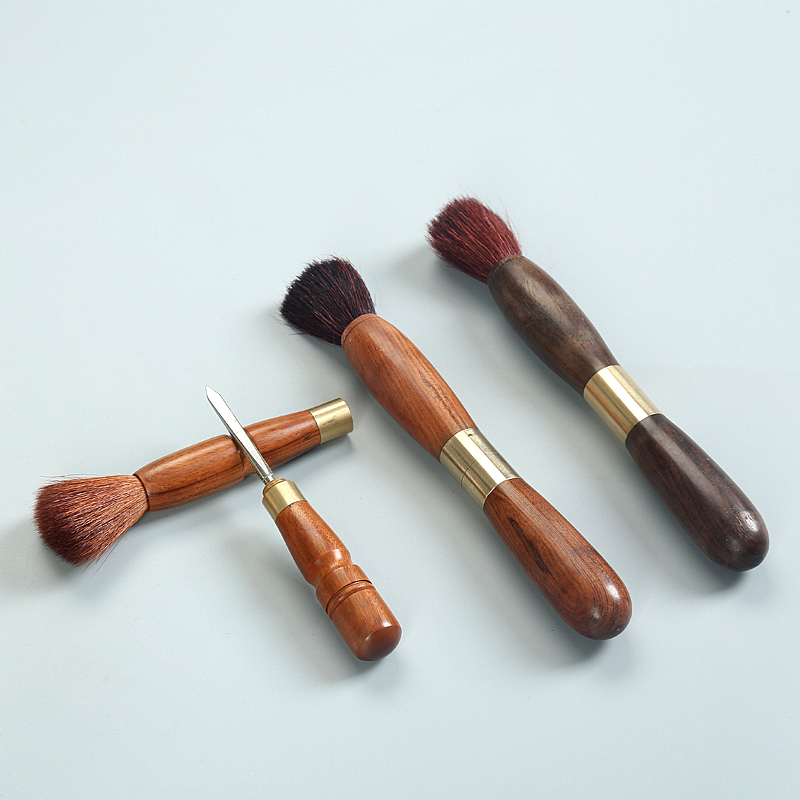 Porcelain heng tong pu 'er tea spare parts knife YangHuBi kandy ebony hua limu tea brush double use