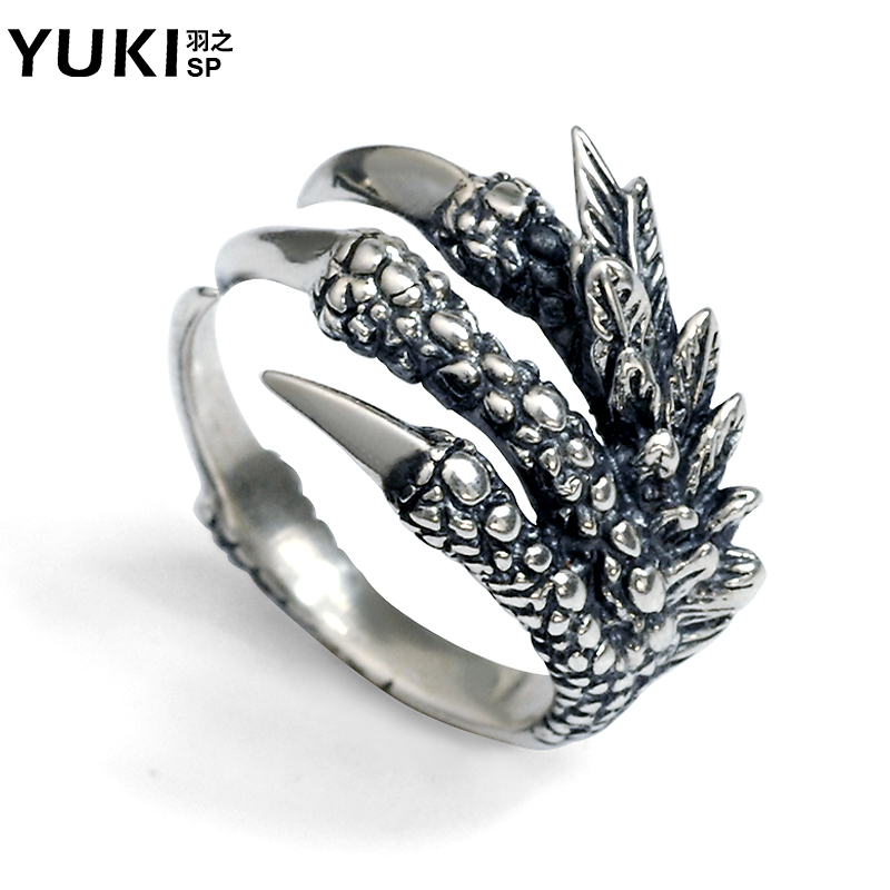 YUKI韩版男士开口戒指环龙爪复古泰银霸气食指戒尾戒个性原创设计
