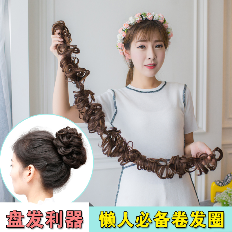 假发圈丸子头假发包两头通赫本发圈卷发蓬松发包毛毛虫假发韩国女