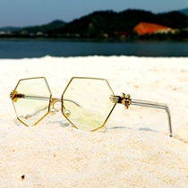 Glasses overseas rare heptagon shaped hand grip frame Pearl nose tray transparent atmospheric sun Glasses