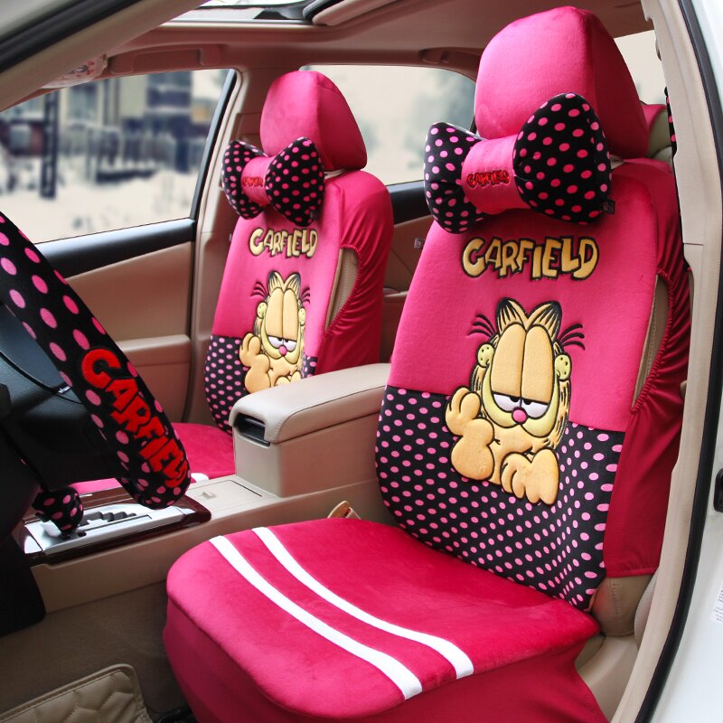 加菲猫 卡通汽车座垫坐垫可爱布艺四季通用车垫汽车座垫18件套