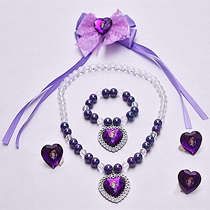 Sophia Princess Necklace Set Purple Ribbhairclip Headwear Bracelet Ring Girls Ear Clip Baby Hair Jewelry