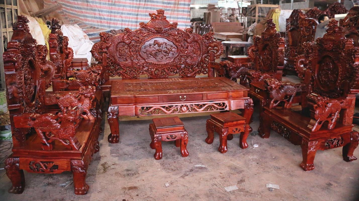 Myanmar Flowers Pear Wood Big Fruits Purple Sandalwood Furniture Sculptures Flowers And Grass Dragon Treasure 12 pieces Sofa Manufacturer Direct