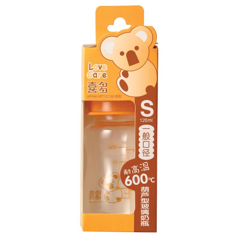 喜多 婴儿耐高温奶瓶 一般口径葫芦型玻璃奶瓶S型120ml/L型240ml