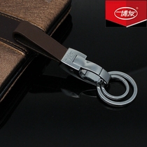 Bofriend mens leather belt buckle key ring upscale cow leather key buckle double ring pendant gift
