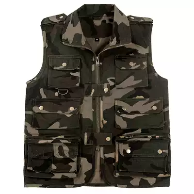 Outdoor vest men's mountaineering leisure travel fishing vest three-dimensional large pocket photography vest military fan sand camouflage