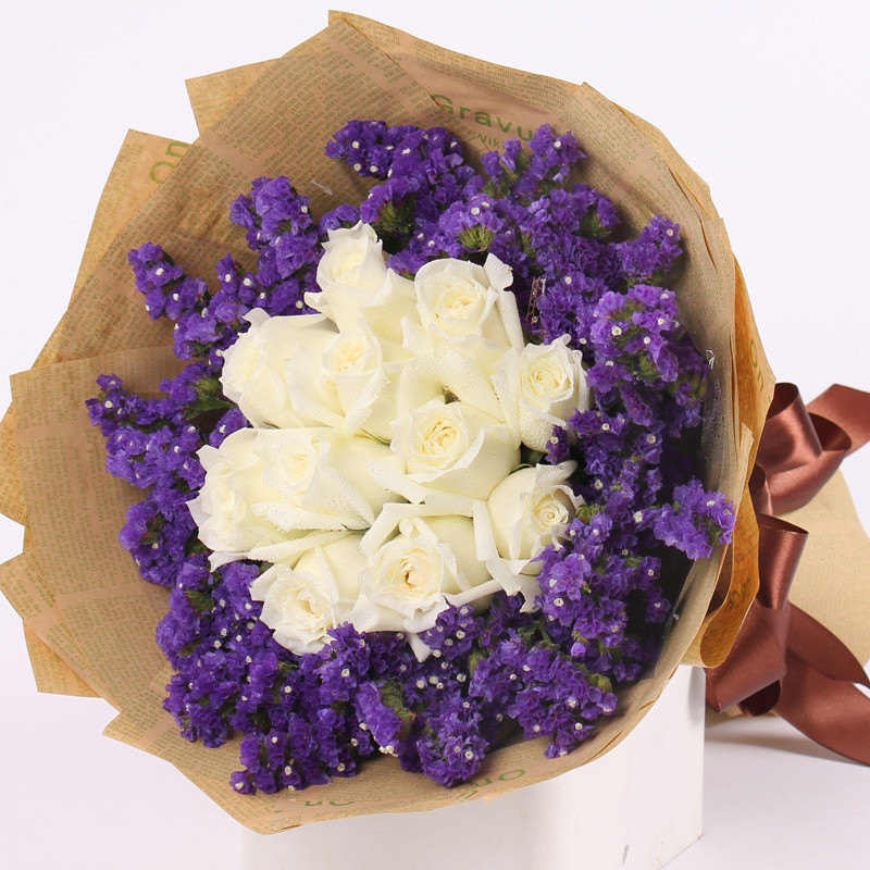 11朵白玫瑰花束鲜花速递北京鲜花店东城怀柔双城爱意表白送花生日