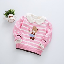 Girl Autumn Winter Dress New Korean Version Small Bear Baby Hooded Sweater Children Dress Sweaters Jersey Jersey Undershirt Tblouse