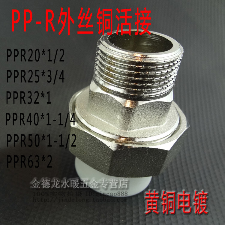 Copper live connection PPR outer wire ppr water pipe joint external thread hot melt plastic pipe 4 minutes 6 minutes 1 inch copper cap copper body