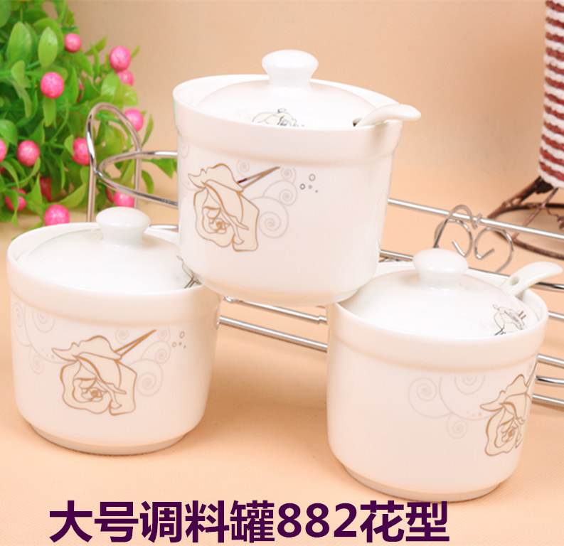 Arst/ya cheng DE three - piece sauce seasoning cylinder huimin caster 4 pattern ceramic jar with a spoon feed box