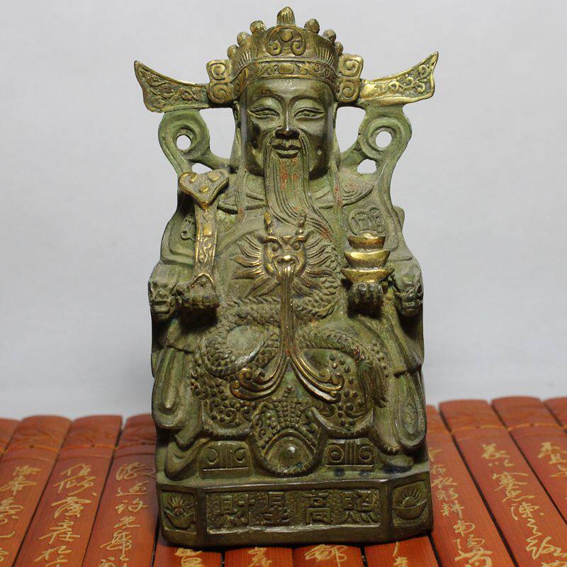 Antique miscellaneous Imitation antique pure copper Buddha statue Bodhisattva God of Wealth copper decoration decoration God of Wealth Gao Zhao God of Wealth trumpet