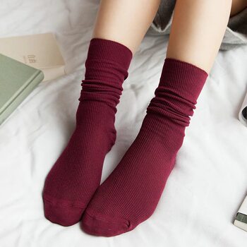 New burgundy retro forest style long stockings