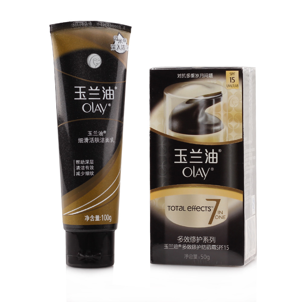 玉兰油 多效修护防晒霜50g+细滑活肤洁面乳100g 抗皱淡化细纹