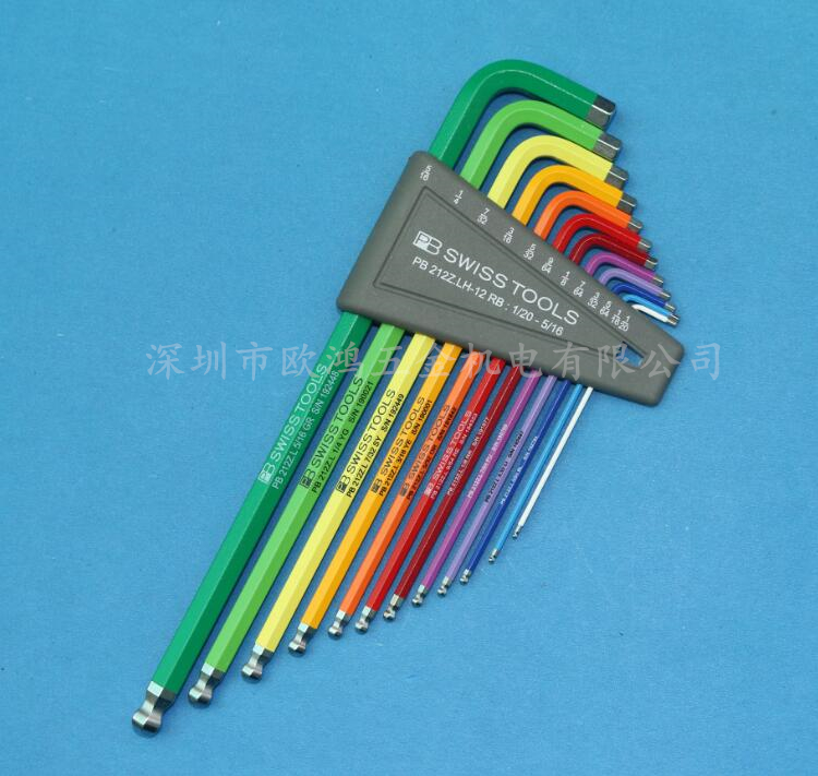 Imported tools Swiss PB 212Z LH-12 RB color inch set extended ball head hex wrench