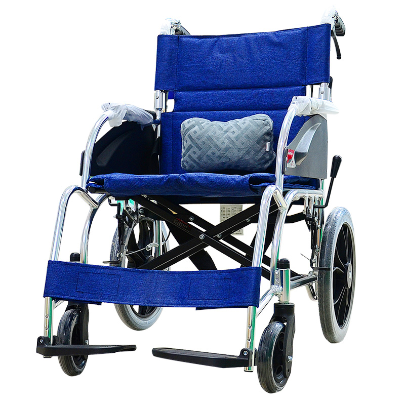 【好礼】鱼跃折叠轻便老人残疾轮椅车H066C铝合金手刹免充气轮胎