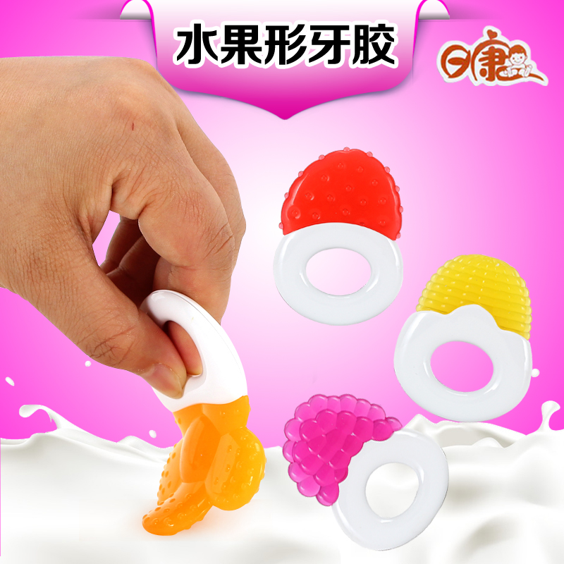 日康婴儿磨牙器卡通牙胶不含BPA宝宝磨牙棒咬咬硅胶玩具RK-3340