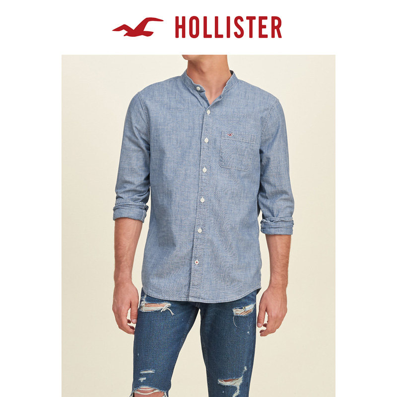 Hollister 立领棉质亚麻衬衫 男 114583