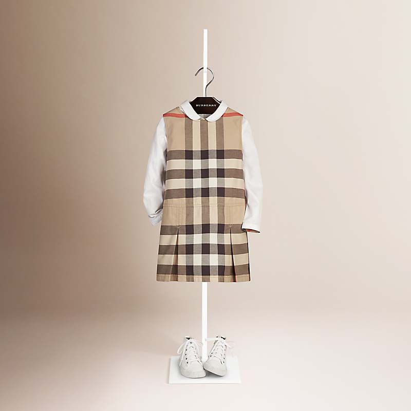 Burberry博柏利 倒褶裥格纹棉质连衣裙 40142721