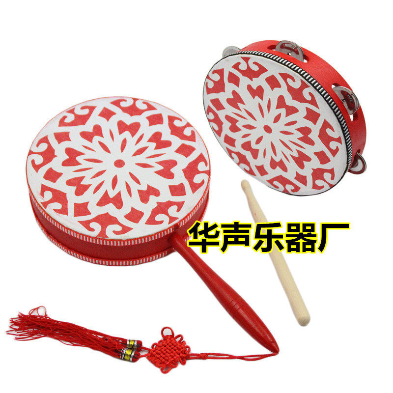 Drummer beat drum percussion instrument 20CM wooden fan drum kindergarten dance childlike drum rhyme Taiping drum Reba drum
