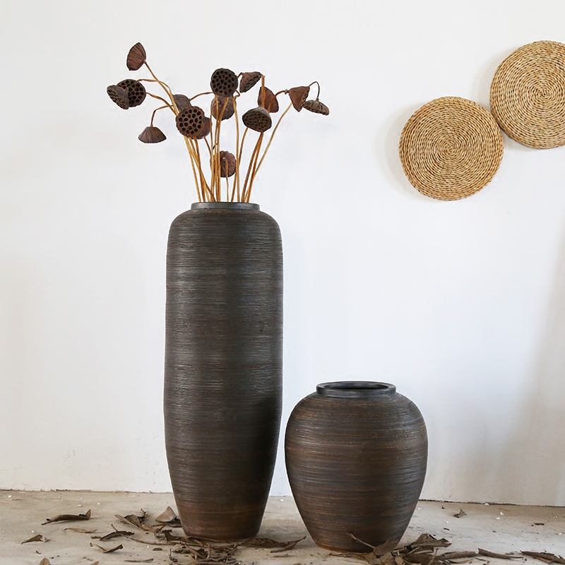 Retro nostalgia manual coarse some ceramic jar jar flower implement earthenware do old archaize large flower pot ground vases, flower receptacle