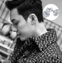 Storm dance Li Junjie Chen Weiwei with the same ear nail s925 pure silver four paws and inlaid drill with large zircons stone ear decoration damp man