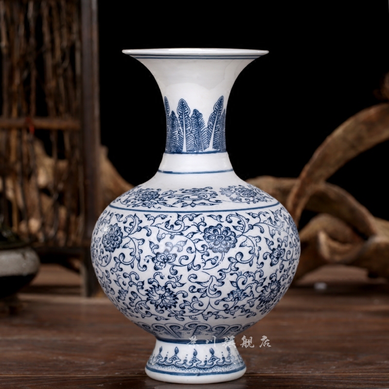 Jingdezhen ceramics floret bottle frosted by hand not glaze antique blue and white porcelain home decoration mesa furnishing articles