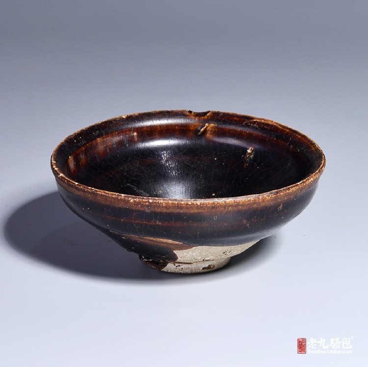 宋代八大窑】武夷遇林亭窑宋代建盏，乌金花釉茶碗口径9.8CM