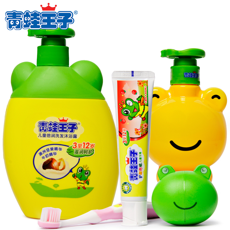 青蛙王子 倍润系列　洗发沐浴露500ML+洗手液+牙刷牙膏套装