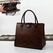 Bamboo-made tea set containing bag single shoulder bag slanted satchel male style casual bag horizontal and vertical style Backpack Business Briefcase