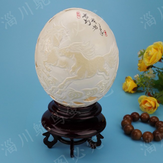 Ostrich Egg Carvings Craftsmanship Gifts Swing Accessories Ostrich Eggshell Hollowed-out Series Of Base Icing Boxes Customizable Patterns Native