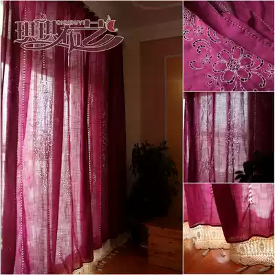American country cotton beautiful retro fabric Simple finished semi-blackout curtains Roman blinds Floating finished curtains