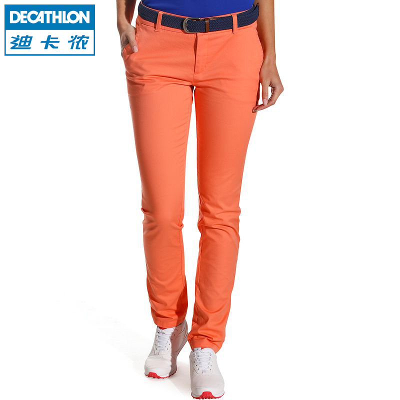 迪卡侬 女式夏薄款运动长裤 卡其/休闲裤 棉质显瘦 通勤裤 INESIS