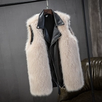 Đầu máy lông dài vest mùa đông mới giả hai con cáo đẹp trai lông cỏ hoang vest vest nữ áo lót lông cừu