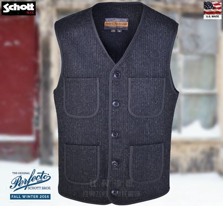 SchotNYC US produces 16-year fall limited edition SMITHY VEST retro wool vest#P754V