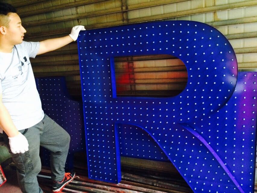 Explosive tin baking paint perforated luminous word dot matrix luminous word lamp bead luminous word stainless steel perforated luminous word