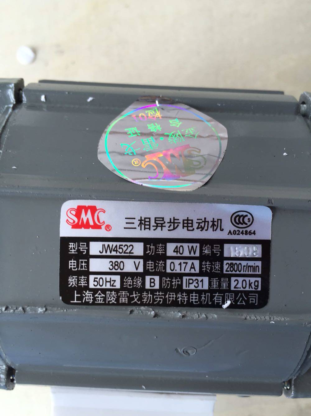 JW4522 40W 380V 2800 to Shanghai Jinling Rego Browitt Motor