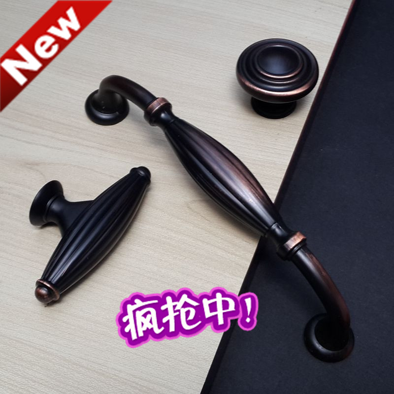 Furniture hands the whole cabinet drawer handle European-style American palace bronze hand-handed black and red bronze handle
