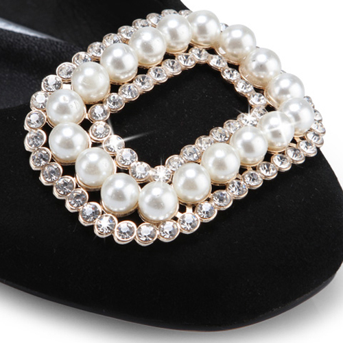 Pearl shoe buckle DIY high-grade metal square buckle shoe flower single shoe jewelry accessories rhinestone shoe flower shoe decoration detachable