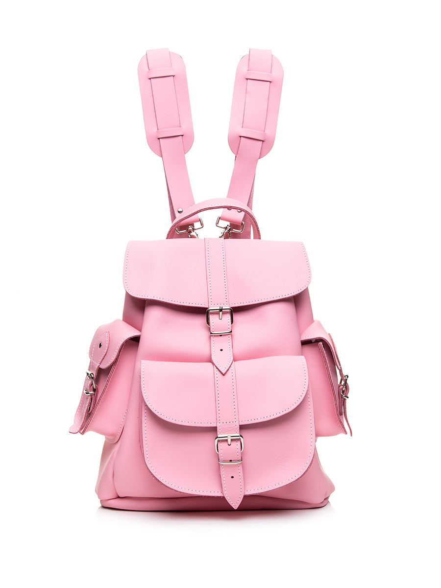 Grafea 粉色针扣搭带双贴袋双肩包