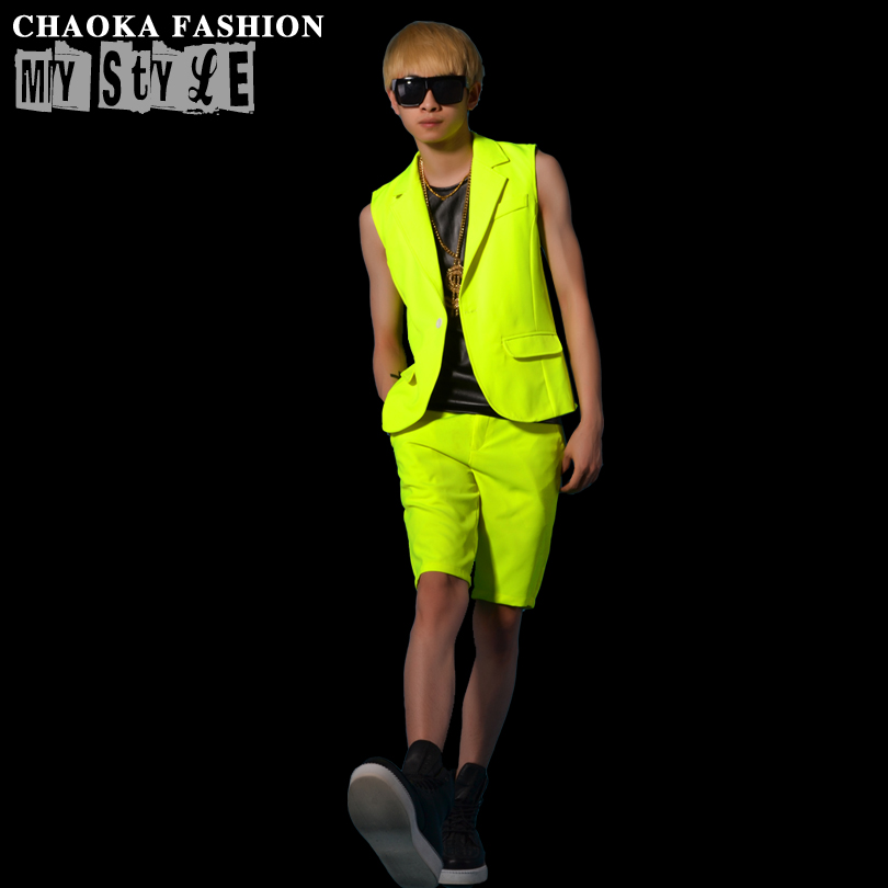 Exclusive fluorescent yellow green horsebox DSDJ Night Shop singer performing costumes