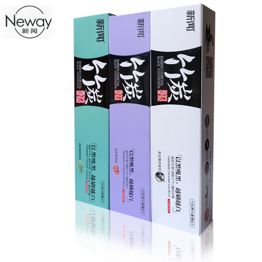 新闻竹炭牙膏 去牙渍烟渍口腔护理 芭乐果+竹青盐+薄荷 共400g